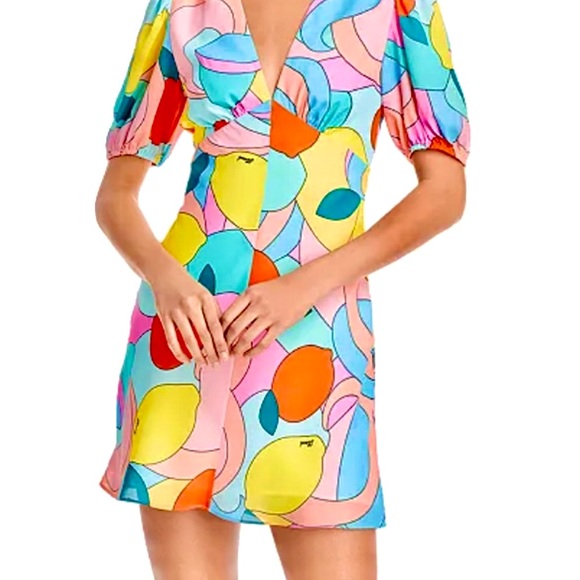 🌺🎉HP🎉🌺 NWT Staud Milla Mini Dress Citrus Kaleidoscope - Picture 4 of 16